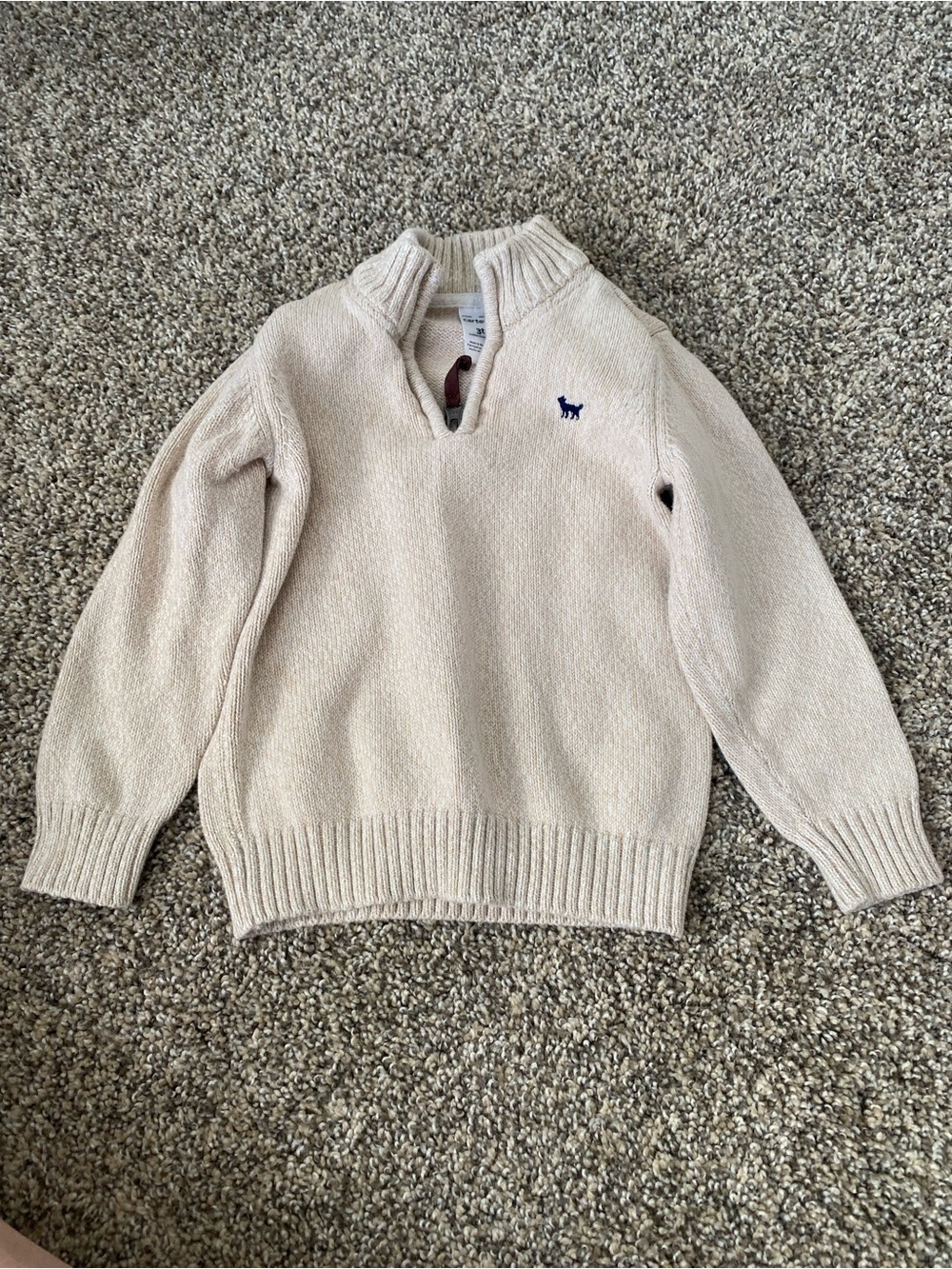 Carter’s - Cream Quarter-Zip Cotton Sweater - 3T